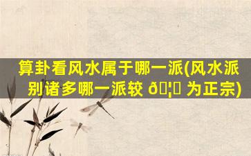 算卦看风水属于哪一派(风水派别诸多哪一派较 🦆 为正宗)
